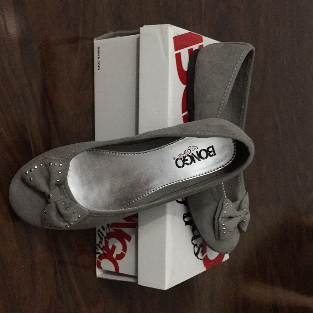 Velvet grey kids flats